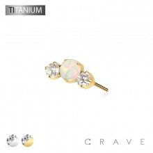 IMPLANT GRADE TITANIUM THREADLESS PUSH IN OPAL WITH TWO ROUND CZ TOP PART